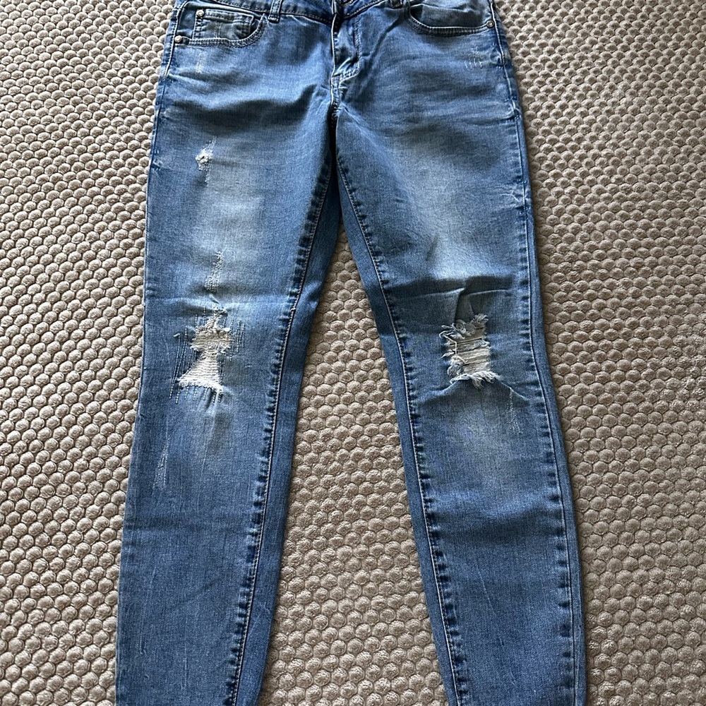 Cotton On Women's Distressed Skinny Jeans - Blue